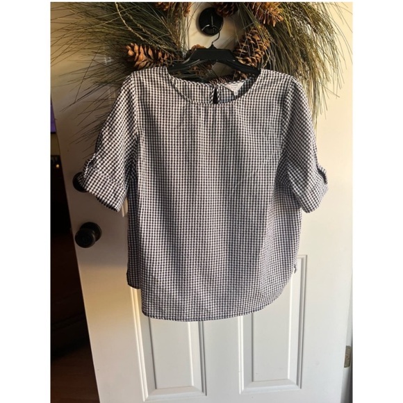 Navy Blue and White Crown and Ivy short sleeve Top/Shirt/Blouse - Picture 1 of 12